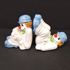 Vintage Fitz & Floyd ceramic cliwn bookends marked Japan